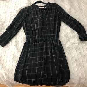 Aritzia - Babaton black plaid drawstring mini dress